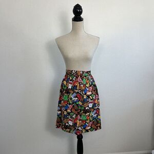 Vintage 90s Food Themed Black Retro Apron Kitchen Pocket Adjustable Cotton Pinup